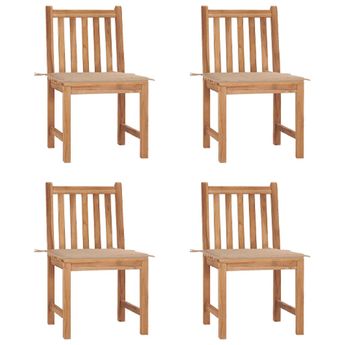 vidaXL Patio Chairs 4 pcs with Cushions Solid Teak Wood
