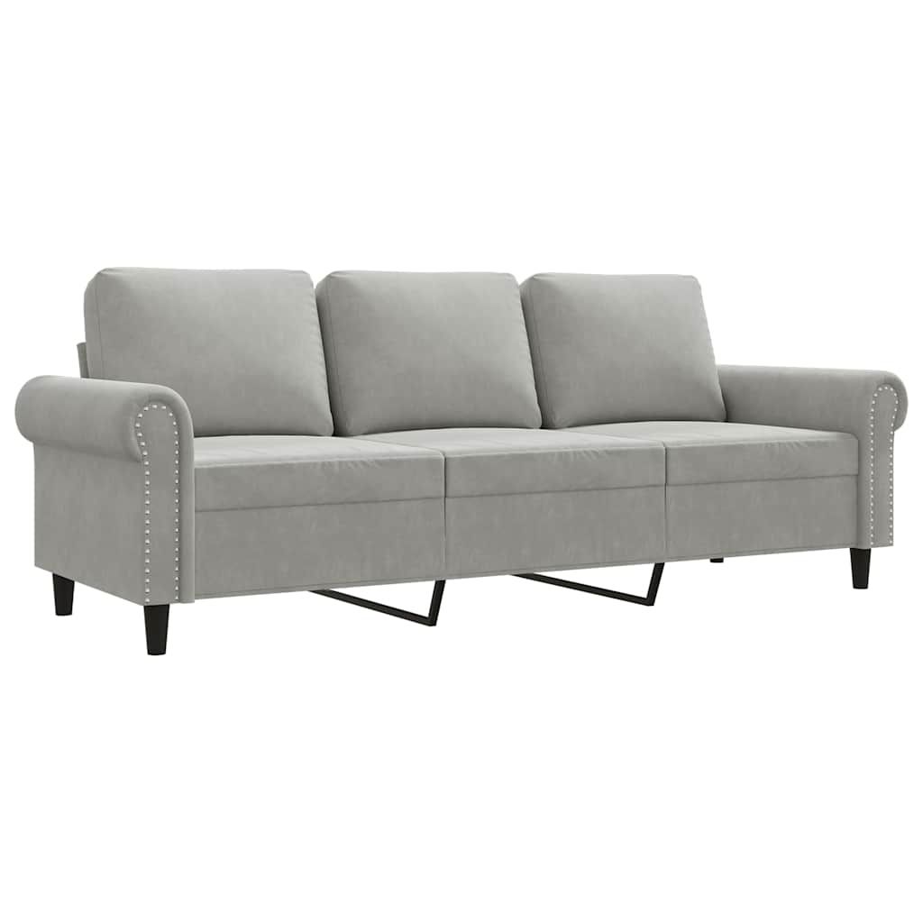 vidaXL 3-Seater Sofa Light Gray 70.9" Velvet