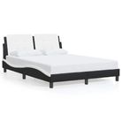 vidaXL Bed Frame without Mattress "Zadar" Black and White 53.9"x74.8" Faux Leather