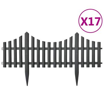 vidaXL Lawn Edgings 17 pcs Anthracite 32.8' PP
