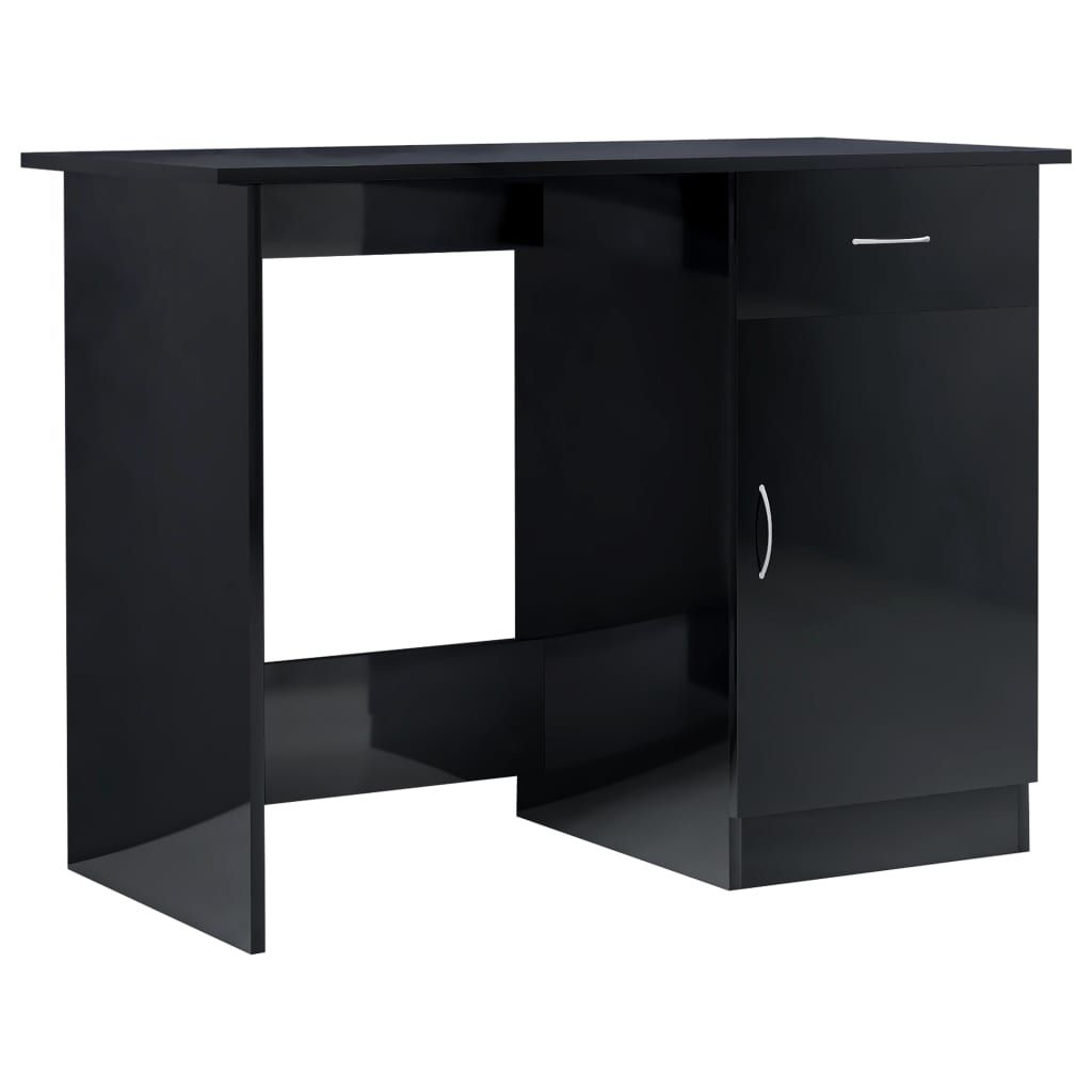 vidaXL Desk High Gloss Black 39.4" x 19.7" x 29.9" Engineered Wood