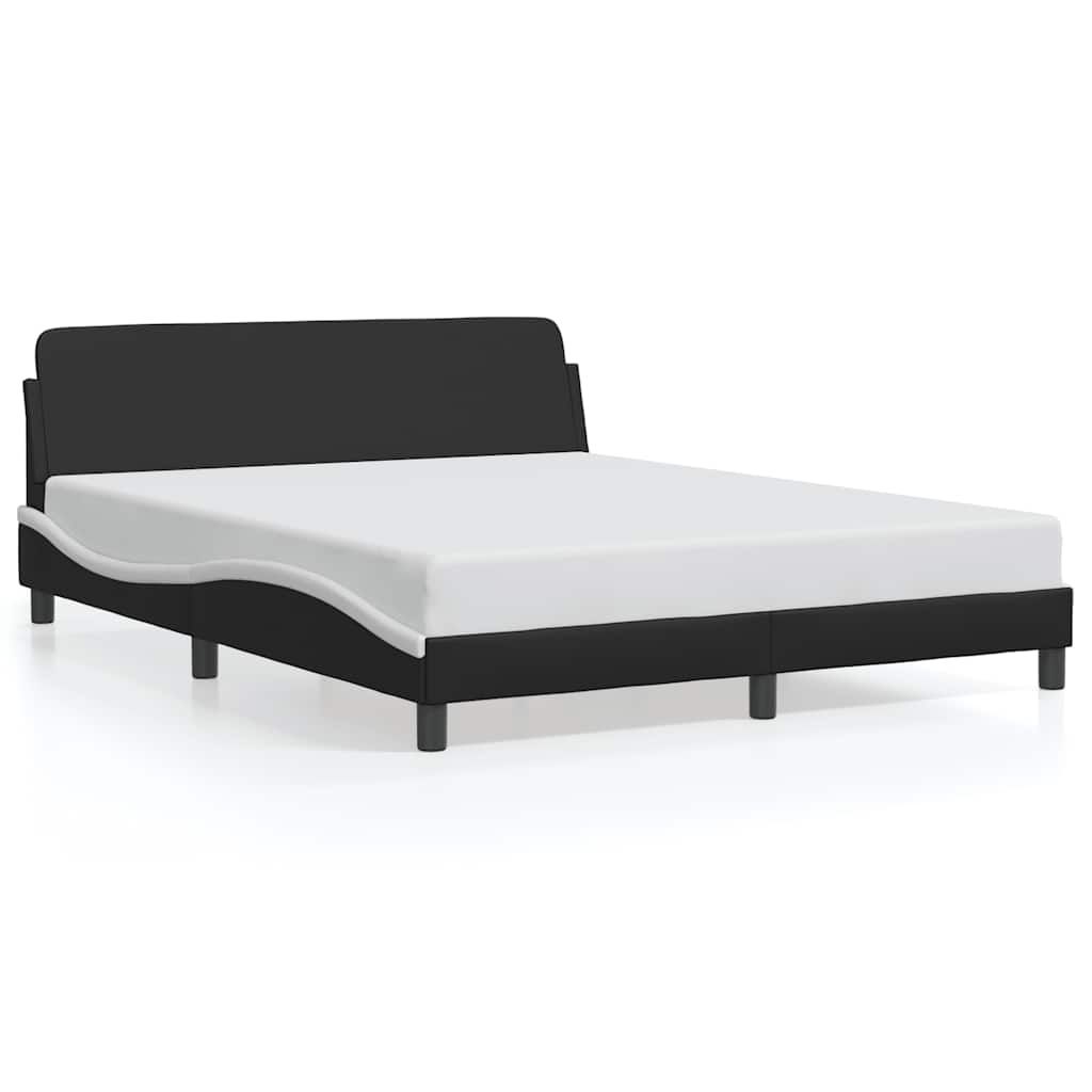 vidaXL Bed Frame "Dover" Black and White 59.8"x79.9" Faux Leather