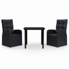 vidaXL 3 Piece Garden Dining Set with Cushions Black
