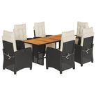 vidaXL 7 Piece Garden Dining Set with Cushions Black Poly Rattan