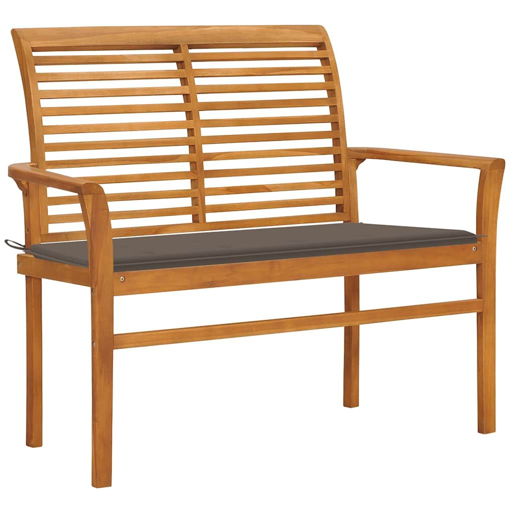 vidaXL Patio Bench with Taupe Cushion 44.1" Solid Teak Wood