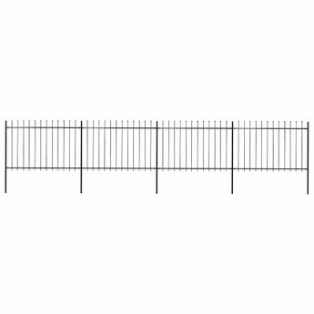 vidaXL Garden Fence with Spear Top Steel 714.5x120 cm Black