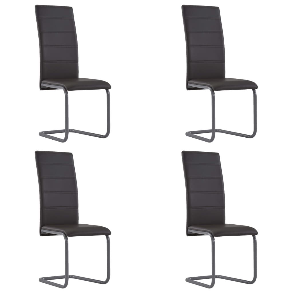 vidaXL Cantilever Dining Chairs 4 pcs Brown Faux Leather