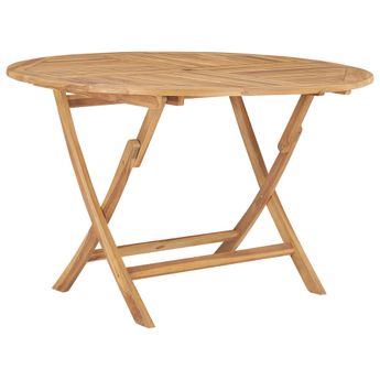 vidaXL Folding Garden Table Ø 120 cm Solid Teak Wood