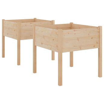 vidaXL Garden Planters 2 pcs 27.6"x27.6"x27.6" Solid Wood Pine
