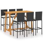 vidaXL 7 Piece Patio Bar Set with Cushions Black