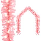 vidaXL Christmas Garland with LED Lights 33 ft Pink