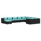 vidaXL 10 Piece Patio Lounge Set with Cushions Poly Rattan Black