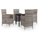 vidaXL 5 Piece Garden Dining Set with Cushions Grey