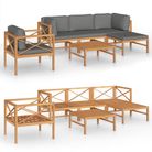 vidaXL 6 Piece Patio Lounge Set with Gray Cushions Solid Teak Wood