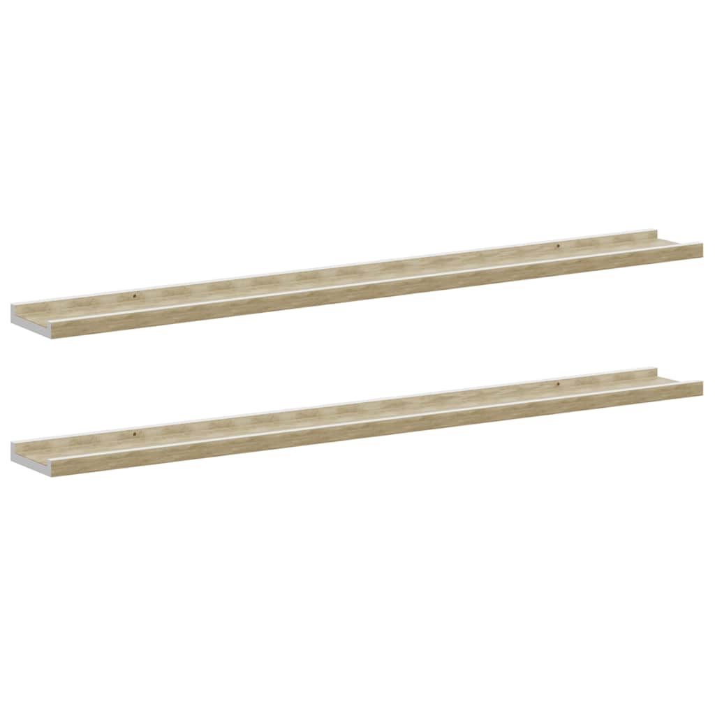 vidaXL Wall Shelves 2 pcs White and Sonoma Oak 100x9x3 cm