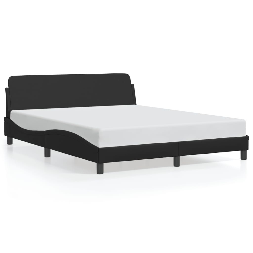 vidaXL Bed Frame "Dover" Black 59.8"x79.9" Faux Leather