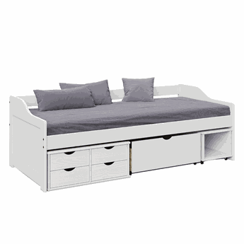 Postel s úložným prostorem, bílá, masiv, 90x200, MAXI NEW