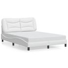 vidaXL Bed Frame without Mattress "Hvar" White 53.9"x74.8" Faux Leather