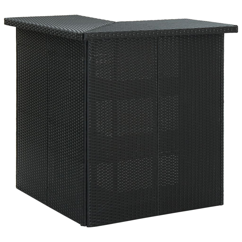 vidaXL Corner Bar Table Black 39.4"x19.7"x41.3" Poly Rattan