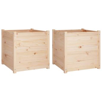 vidaXL Garden Planters 2 pcs 23.6"x23.6"x23.6" Solid Wood Pine