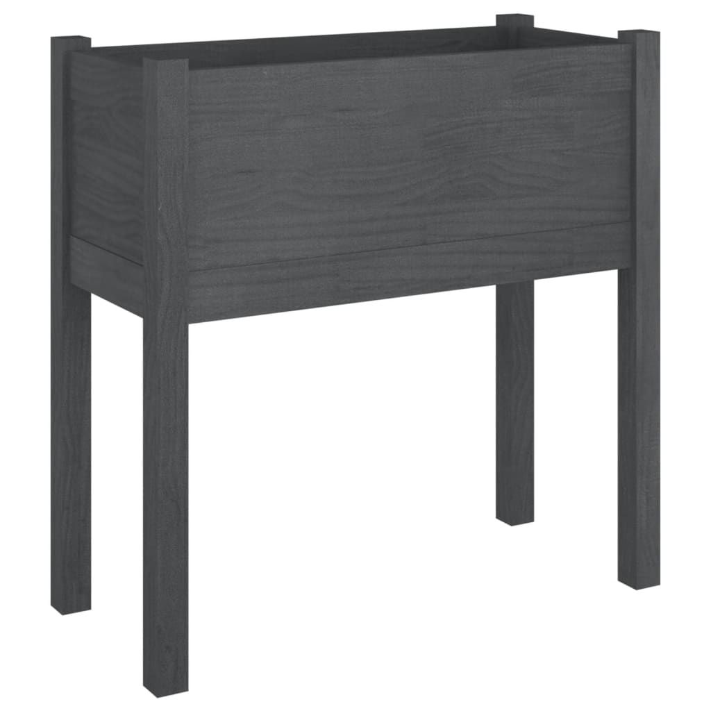 vidaXL Garden Planter Gray 27.6"x12.2"x27.6" Solid Wood Pine