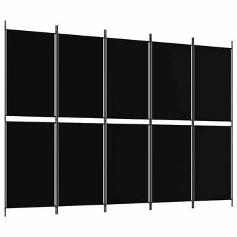 vidaXL 5-Panel Room Divider Black 250x180 cm Fabric