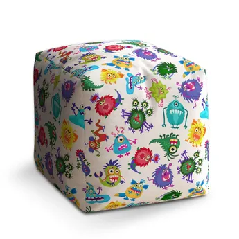 Sablio Taburet Cube Barevné příšerky - 50x50x50 cm