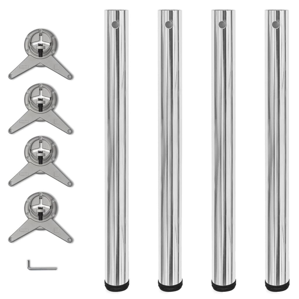 vidaXL 4 Height Adjustable Table Legs Chrome 28"