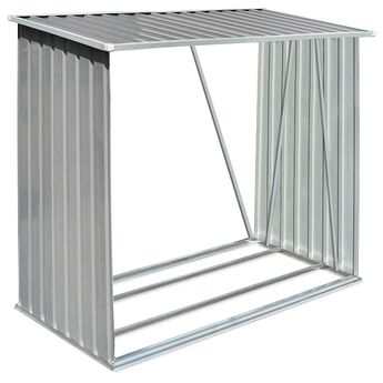 vidaXL Garden Log Storage Shed Galvanized Steel 64.2"x32.7"x60.6" Gray
