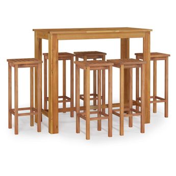 vidaXL 7 Piece Patio Bar Set Solid Wood Acacia