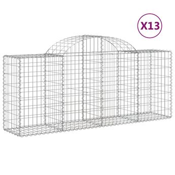 vidaXL Arched Gabion Baskets 13 pcs 200x50x80/100 cm Galvanised Iron
