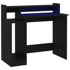vidaXL Desk with LED Lights Black 38.2"x17.7"x35.4" Engineered Wood