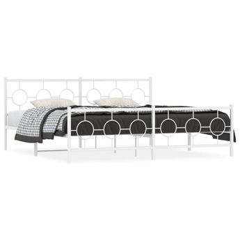 vidaXL Metal Bed Frame without Mattress with Footboard White 76"x79.9"