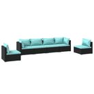 vidaXL 6 Piece Garden Lounge Set with Cushions Poly Rattan Black