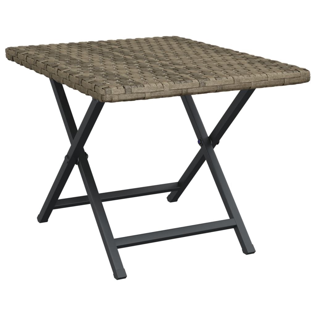 vidaXL Folding Table Gray 17.7"x13.8"x12.6" Poly Rattan