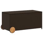 vidaXL Garden Storage Box with Wheels Brown 50.2 Gal Poly Rattan