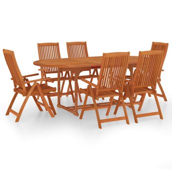 vidaXL 7 Piece Patio Dining Set Solid Wood Eucalyptus
