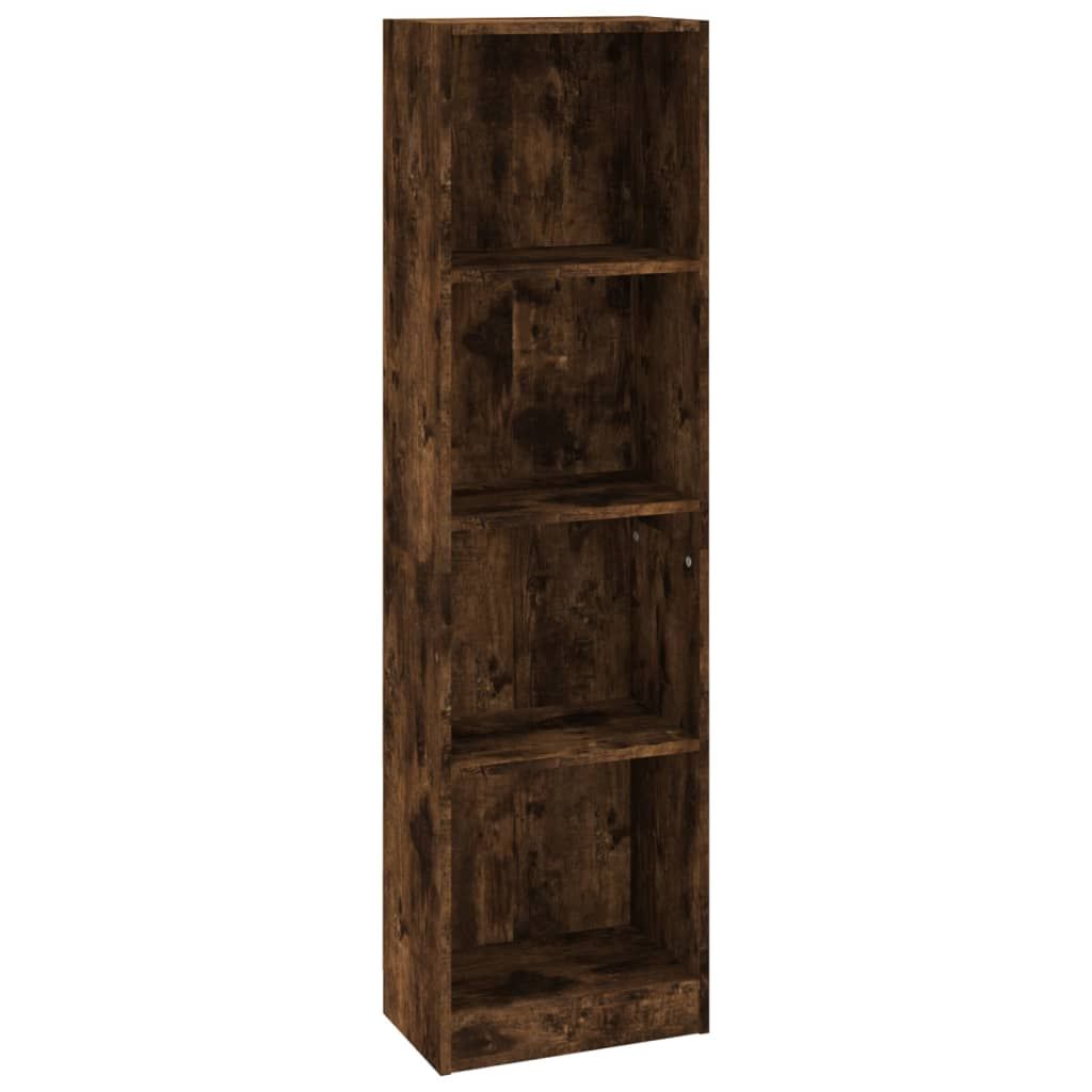 vidaXL 4-Tier Book Cabinet Smoked Oak 15.7"x9.4"x56.3" Engineered Wood