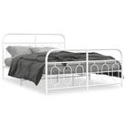 vidaXL Metal Bed Frame without Mattress with Footboard White 59.1"x78.7"