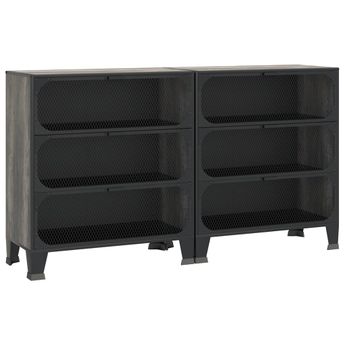 vidaXL Storage Cabinets 2 pcs Grey 72x36x82 cm Metal and MDF