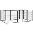 vidaXL 16-Panel Dog Playpen Black 50x100 cm Powder-coated Steel