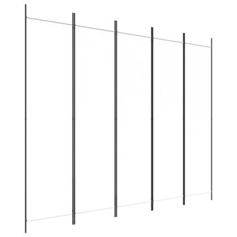 vidaXL 5-Panel Room Divider White 250x200 cm Fabric