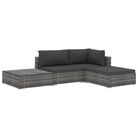 vidaXL 4 Piece Patio Lounge Set with Cushions Poly Rattan Gray