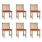 vidaXL Patio Chairs 6 pcs with Cushions Solid Teak Wood