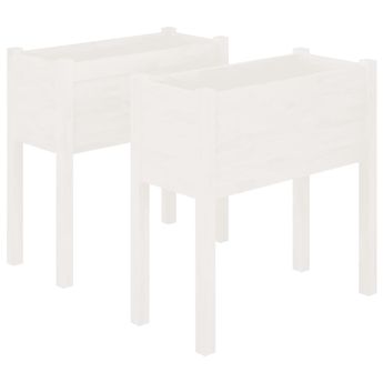 vidaXL Garden Planters 2 pcs White 27.6"x12.2"x27.6" Solid Wood Pine
