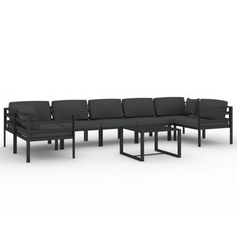 vidaXL 8 Piece Patio Lounge Set with Cushions Aluminum Anthracite
