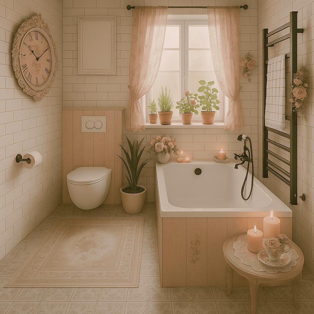 Pink bathroom in Provençal style