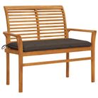 vidaXL Patio Bench with Taupe Cushion 44.1" Solid Teak Wood