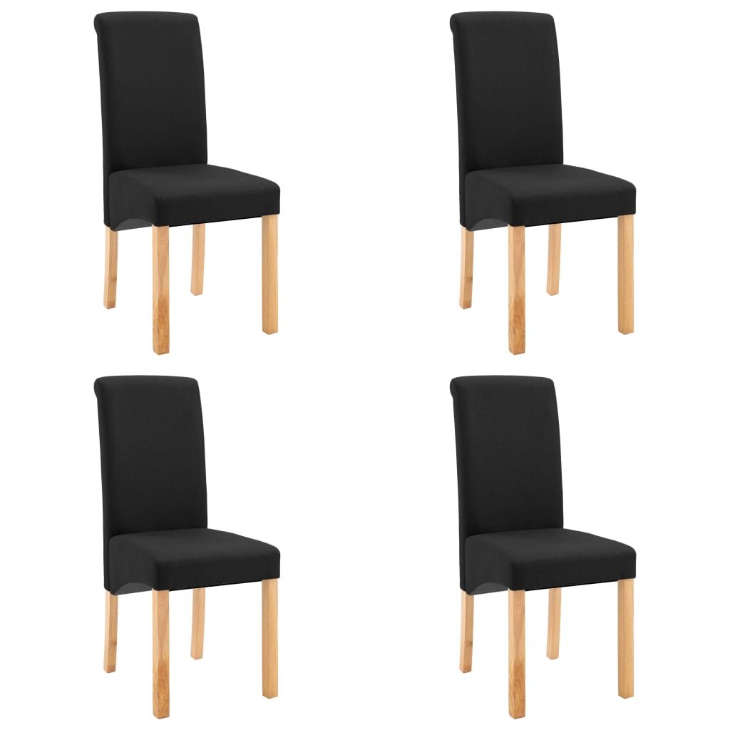 vidaXL Dining Chairs 4 pcs Black Fabric