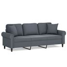vidaXL 3-Seater Sofa with Throw Pillows Dark Gray 70.9" Velvet
